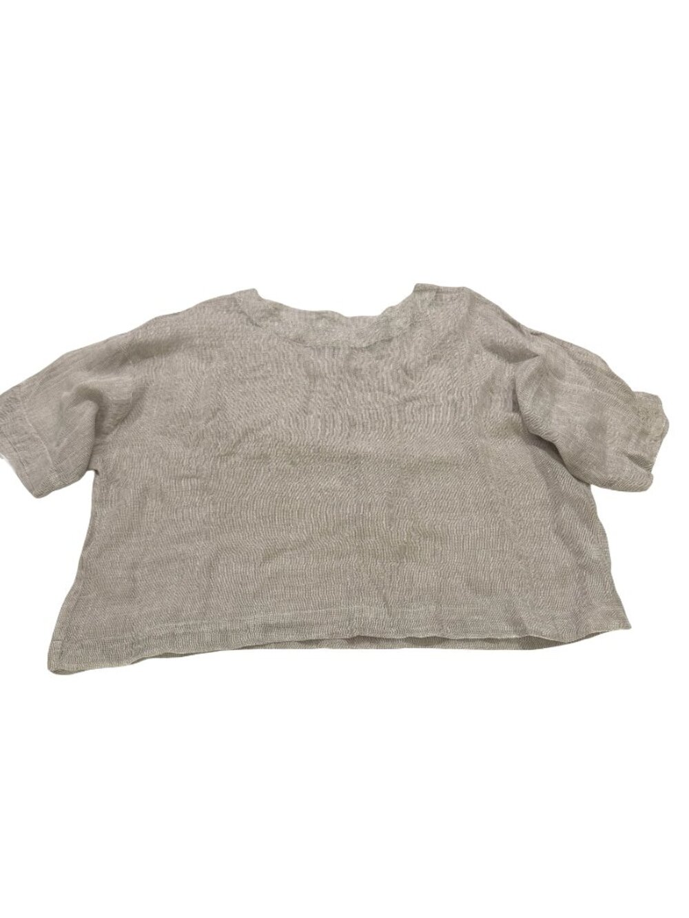 J. Jill Pure Jill Taupe Linen Boxy Crop Top Shirt Sleeve Flowy X-Large Women's